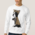 Boston Terrier Lover I Love Mom Tattoo Leopard Mot Sweatshirt