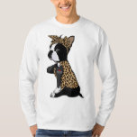 Boston Terrier Lover I Love Mom Tattoo Leopard Mot T-Shirt