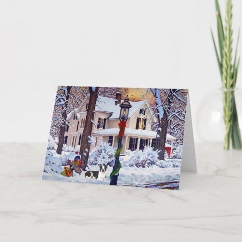 Boston Terrier Mail Box Christmas Card