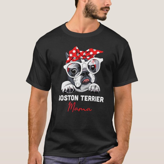 Boston Terrier Mama Cute Bostie Dog Mom  Girls T-Shirt (Front)