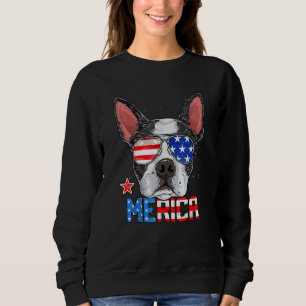 Boston Terrier Merica 4th Of July Men Boys Dog Pup Sweatshirt