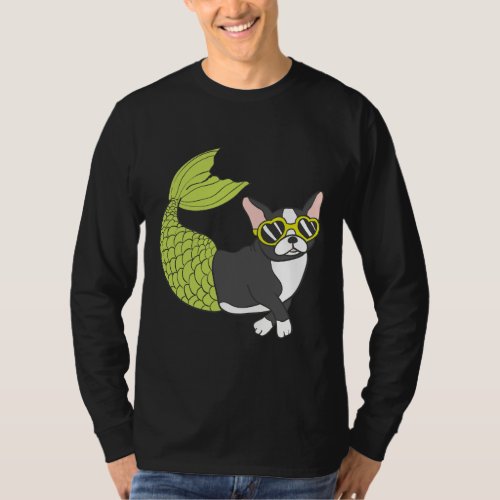 Boston Terrier Mermaid Merboston Too Cool For Scho T_Shirt