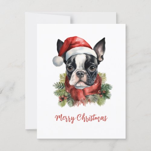 Boston Terrier Merry Christmas Card