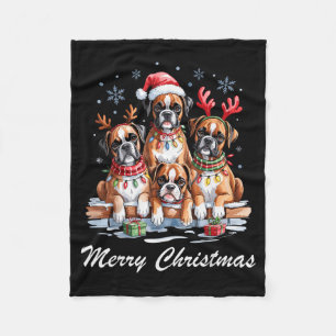 Boston Terrier Merry Christmas Funny Dog Lovers Ho Fleece Blanket