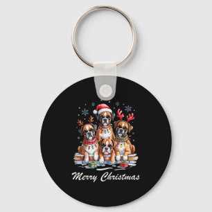 Boston Terrier Merry Christmas Funny Dog Lovers Ho Keychain