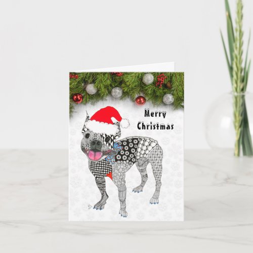 Boston Terrier Merry Christmas Greeting Card