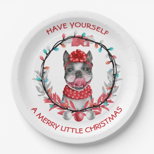Boston Terrier Merry Christmas Paper Plates