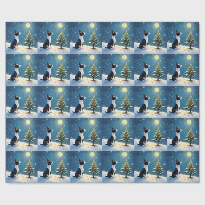 Boston Terrier Midnight Star-Gazing Christmas Wrapping Paper