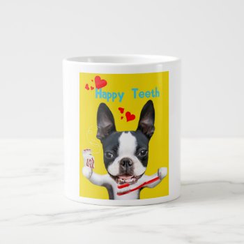 Boston Terrier Mirabelle Happy Teeth Mug by HappyDogAdventures at Zazzle