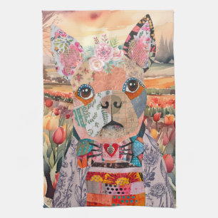 Boston Terrier Mixed Media Dog Kitchen Towel