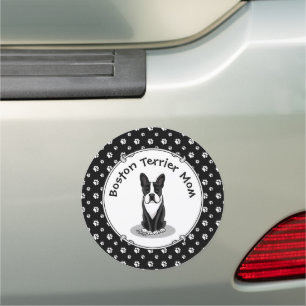 Boston Terrier Mom (black) - Cute dog Car Magnet