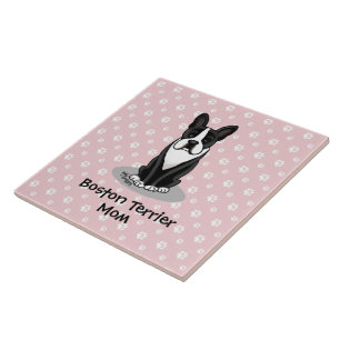 Boston Terrier Mom (black) - Cute dog Ceramic Tile