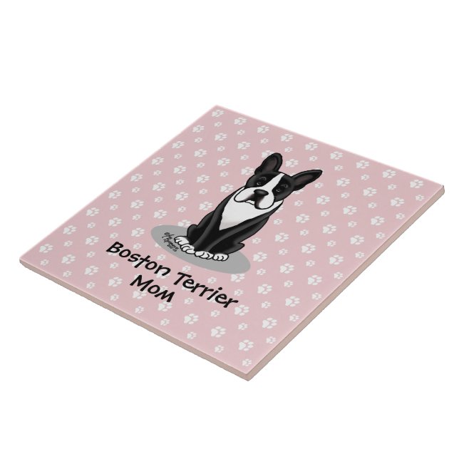 Boston Terrier Mom (black) - Cute dog Ceramic Tile (Side)