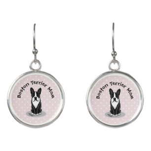 Boston Terrier Mom (black) - Cute dog Earrings