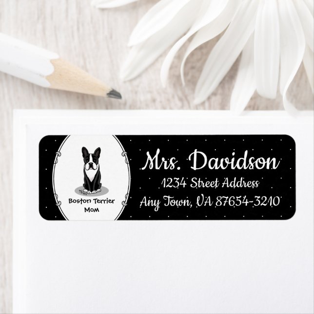 Boston Terrier Mom (black) - Cute dog Label (Insitu)