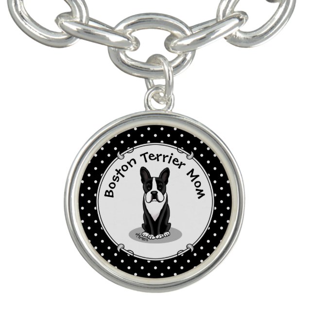 Boston Terrier Mom (black) Cute Dog Mom Bracelet (Design)