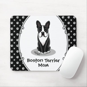 Boston Terrier Mom (black) Cute Dog Mom Mouse Pad
