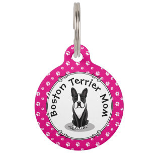 Boston Terrier Mom (black) - Cute dog Pet ID Tag