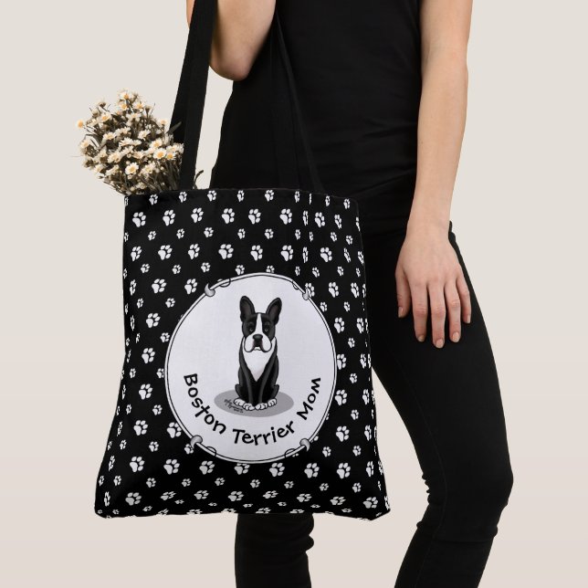 Boston Terrier Mom (black) - Cute dog Tote Bag (Close Up)