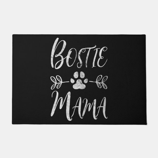Boston Terrier mom, Boston Terrier dad, dog lover Doormat (Front)
