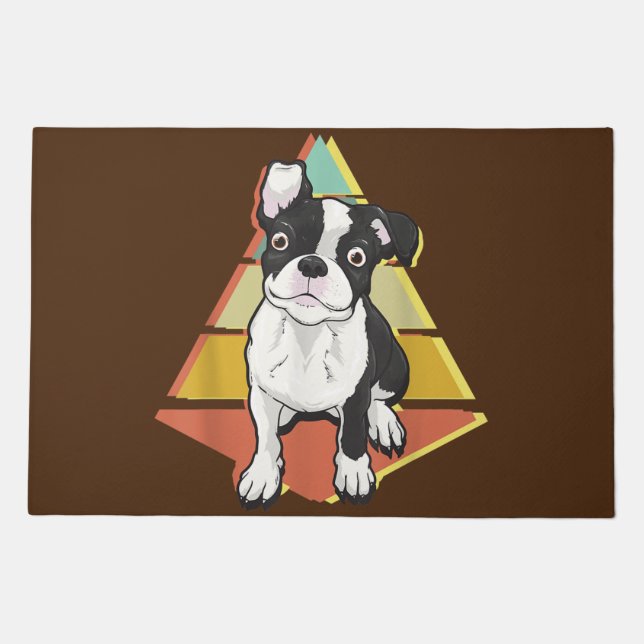 Boston Terrier mom, Boston Terrier dad, dog lover Doormat (Front)