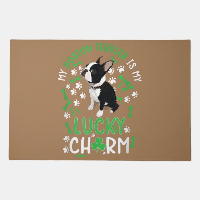 Boston Terrier mom, Boston Terrier dad, dog lover Doormat (Front)