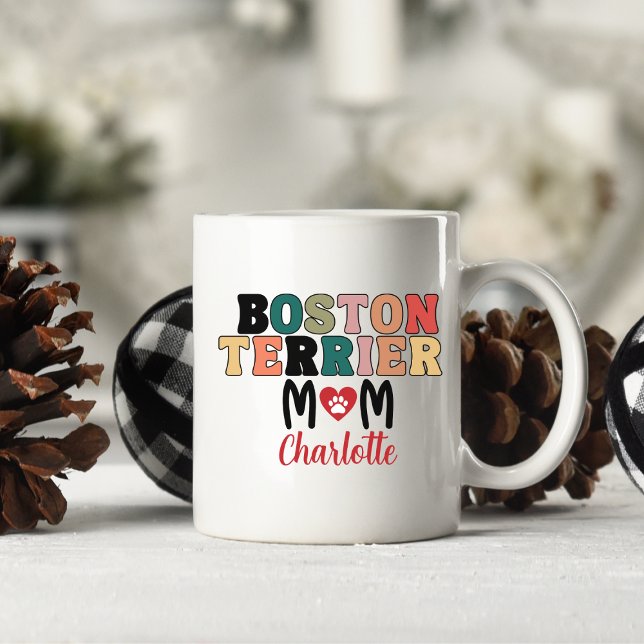 Boston Terrier Mom Name Coffee Mug (Creator Uploaded)