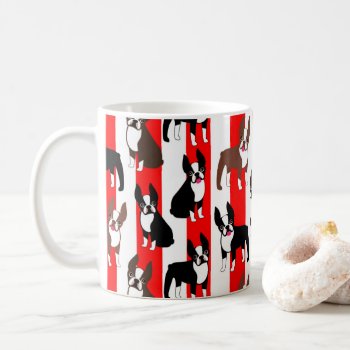 Boston Terrier Mom Or Dad Red Striped Coffee Mug by DoodleDeDoo at Zazzle