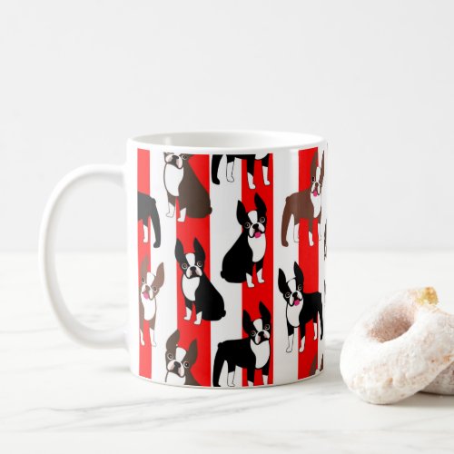 Boston Terrier Mom or Dad Red Striped Coffee Mug
