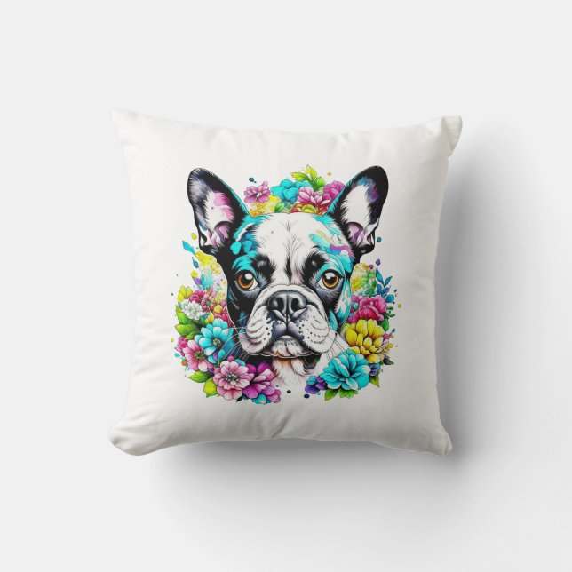 Boston Terrier Mom Pawprint  Throw Pillow (Front)