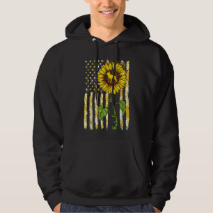 Boston Terrier Mom Sunflower American Flag Dog Hoodie