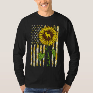 Boston Terrier Mom Sunflower American Flag Dog T-Shirt