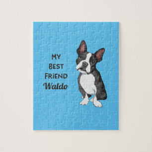 Boston Terrier My Best Friend Custom Name Jigsaw Puzzle