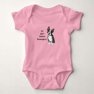 Boston Terrier My Best Friend Custom Name Pink Baby Bodysuit