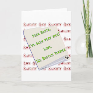 Boston Terrier Naughty or Nice Holiday Card