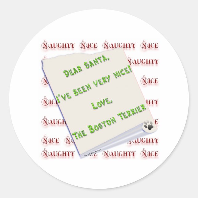 Boston Terrier Naughty or Nice - Sticker (Front)