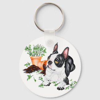Boston Terrier Naughty Pup Keychain