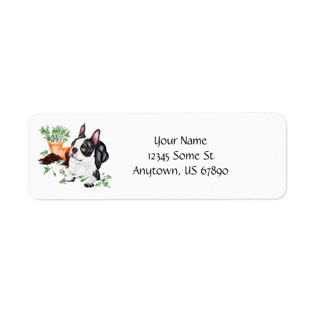 Boston Terrier Naughty Pup Labels (Front)