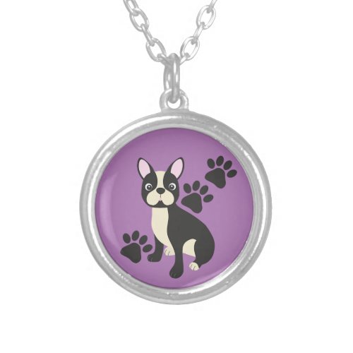 Boston Terrier Necklace Purple Background