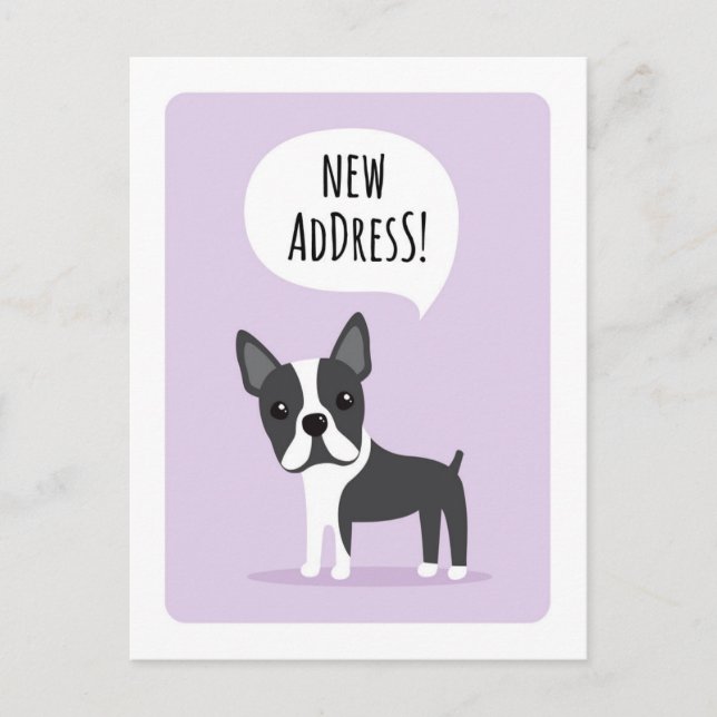 Boston terrier new address moving announcement postcard (Front)