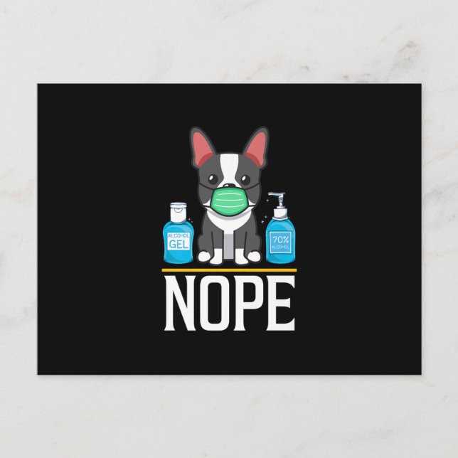 Boston Terrier Not Today Face Mask Hand Sanitizer Postcard (Front)