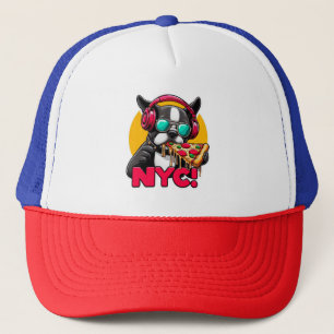 BOSTON TERRIER-NYC STYLE TRUCKER HAT