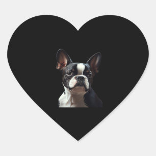 Boston Terrier - Oil Paint Classic T-Shirt Heart Sticker