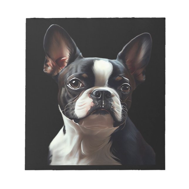 Boston Terrier - Oil Paint Classic T-Shirt Notepad (Front)