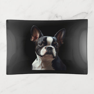 Boston Terrier - Oil Paint Classic T-Shirt Trinket Tray