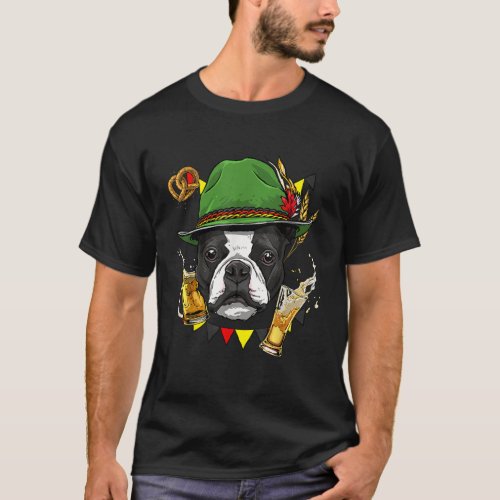 Boston Terrier Oktoberfest Dog Lederhosen German B T_Shirt