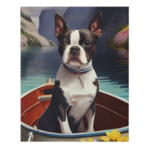Boston Terrier on a Paddle A Scenic Adventure Faux Canvas Print