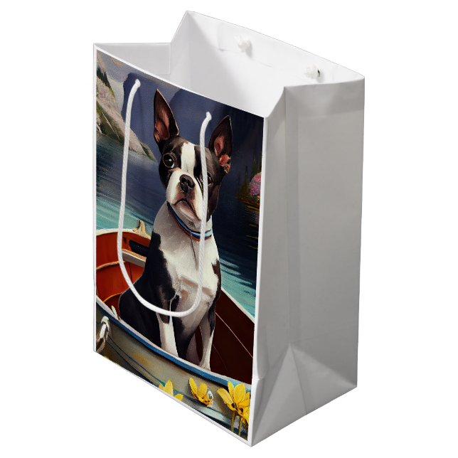 Boston Terrier on a Paddle: A Scenic Adventure  Medium Gift Bag (Front Angled)