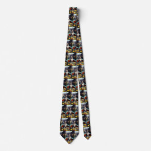 Boston Terrier on a Paddle: A Scenic Adventure Neck Tie
