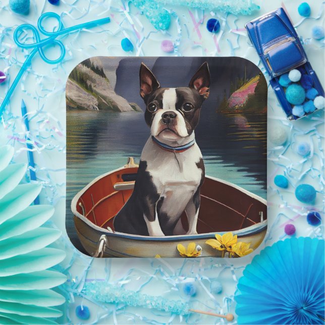 Boston Terrier on a Paddle: A Scenic Adventure Paper Plates (Party)
